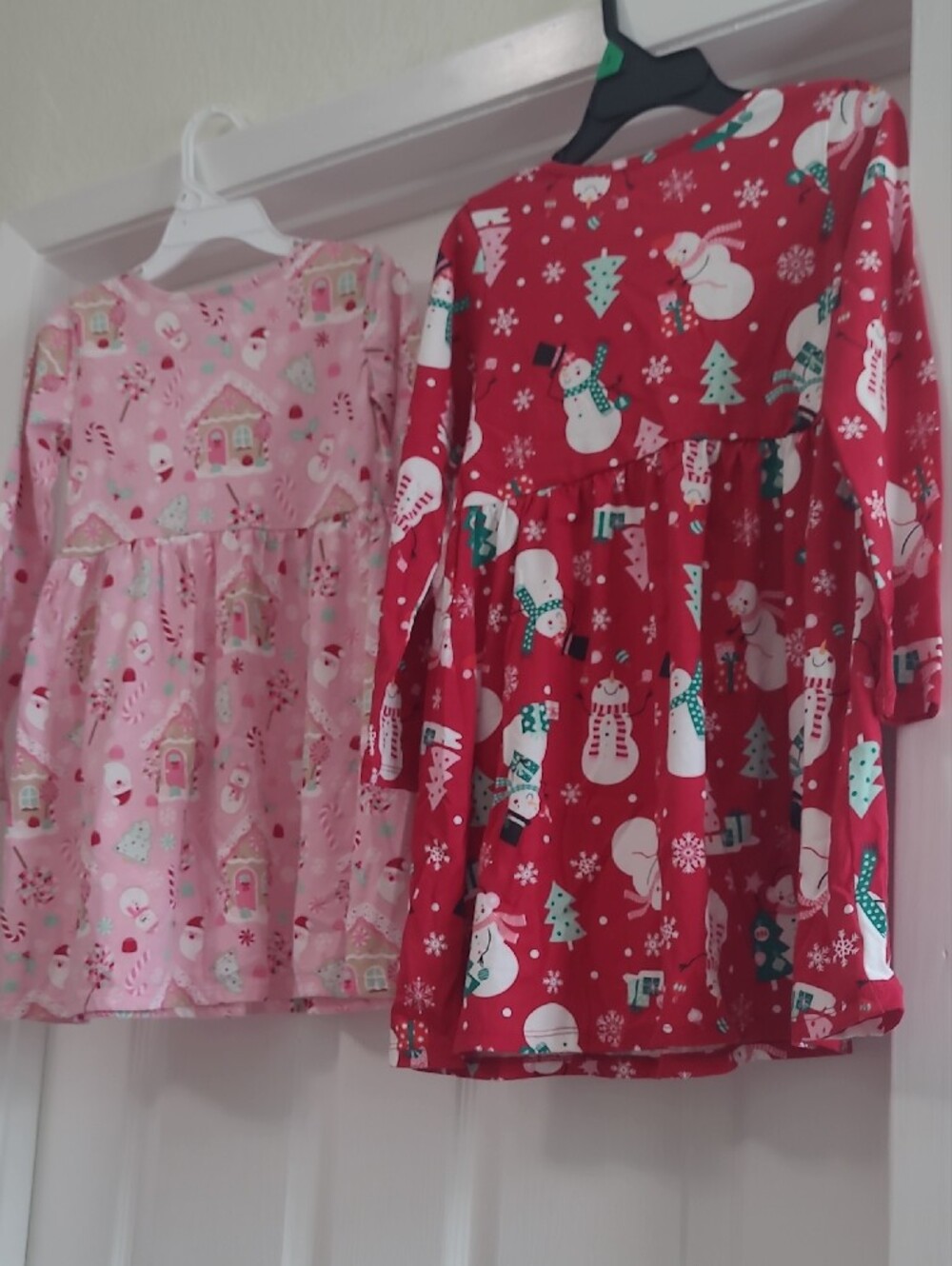 Childrens Place Girls' Pink and Red Holiday Gingerbread and Snowman Dresses, Two - Picture 6 of 9
